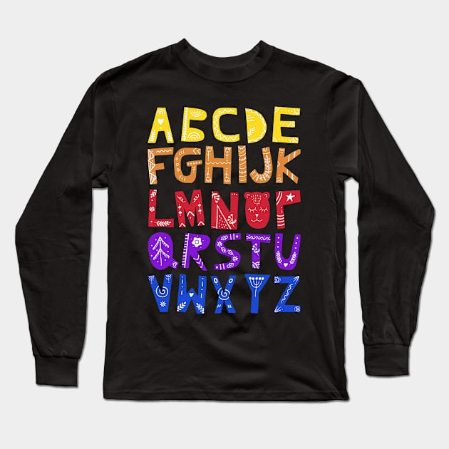 Decorated Alphabet (bright colors) Long Sleeve T-Shirt by Ofeefee